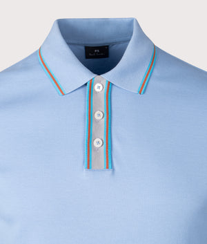 PS Paul Smith Polo Shirt in Light Blue. Shot at EQVVS.  Detail shot. 