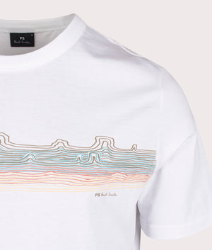 PS Paul Smith Desert Stripe T-Shirt in White. EQVVS Detail shot.