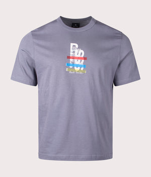 PS Paul Smith PS Print T-Shirt in slate grey. EQVVS front Shot.