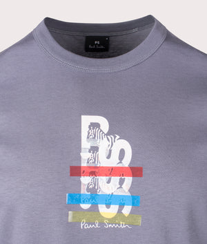 PS Paul Smith PS Print T-Shirt in slate grey. EQVVS detail Shot.