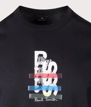 PS Paul Smith PS Print T-Shirt in black. EQVVS detail Shot.