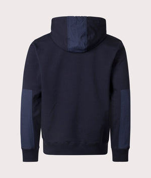 PS Paul Smith Panelled Hoodie in Very Dark Navy. Shot at EQVVS. Back shot. 