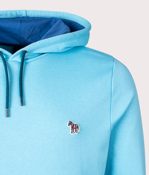 PS Paul Smith Zebra Hoodie in Turquoise. Shot at EQVVS. Detail shot. 