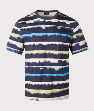 Discover the PS Paul Smith Drip Stripe T-Shirt in Very Dark Navy. EQVVS Front Shot.