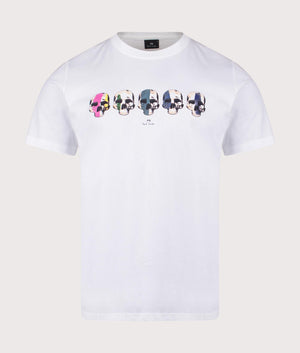 PS Paul Smith Multi Skull T-Shirt in White. Shot at EQVVS. Front shot. 