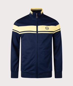 Damarindo Track Top in Maritime Blue and Lemon Drop by Sergio Tacchini. EQVVS Menswear Front Shot. 