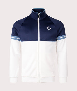 Sergio Tacchini Orion Track Top Navy/ White. Shot at EQVVS. Front shot. 