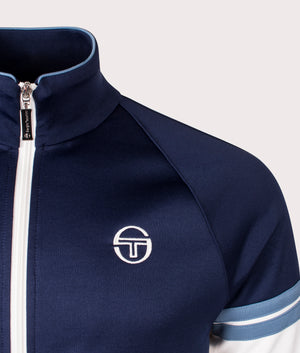 Sergio Tacchini Orion Track Top Navy/ White. Shot at EQVVS. Detail shot. 