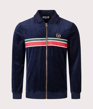 Spencer Velour Track Top in Maritime Blue by Sergio Tacchini. EQVVS Shot. 