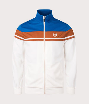 Sergio Tacchini Damarindo Track Top in Nautical Blue/Gardenia/Mocha Bisque. Shot at EQVVS. Front shot