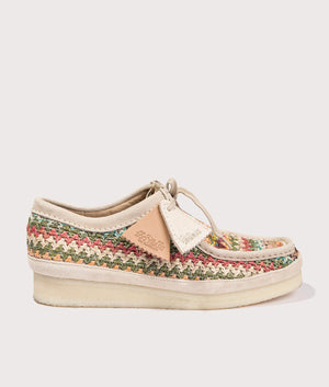 Clarks Originals Wallabee in Multicoloured Raffia. EQVVS Side shot.