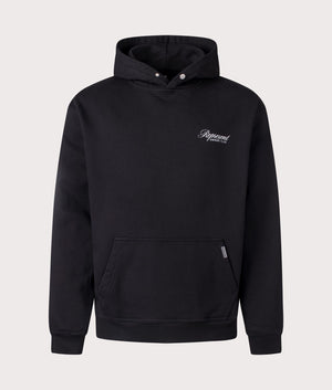 Represent Owners Club Script Hoodie in Black by Represent at EQVVS. Front Detail Shot. 