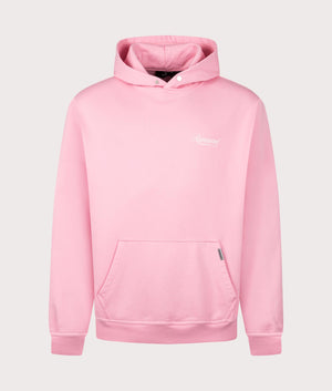 Represent Owners Club Script Hoodie in Pink by Represent at EQVVS. Front Detail Shot. 