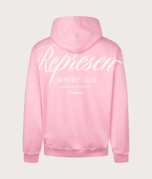 Represent Owners Club Script Hoodie in Pink by Represent at EQVVS. Back Detail Shot. 