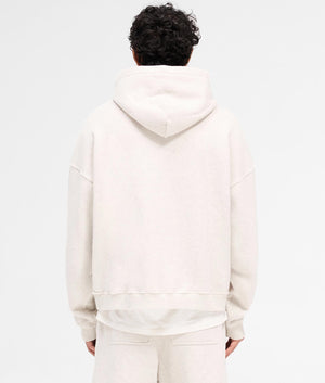 REPRESENT Rep Applique Hoodie in Cream Marl. Shot at EQVVS.  Back shot.