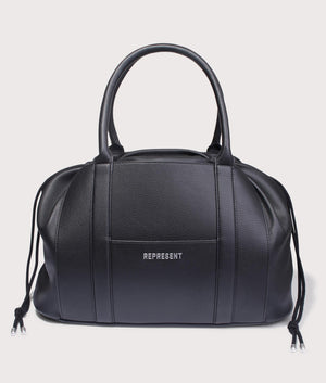 REPRESENT Leather Holdall Bag in Black. Shot at EQVVS.  Front shot. 