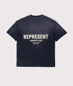 REPRESENT Owners Club T-Shirt in Midnight Navy. Shot at EQVVS. Back shot. 