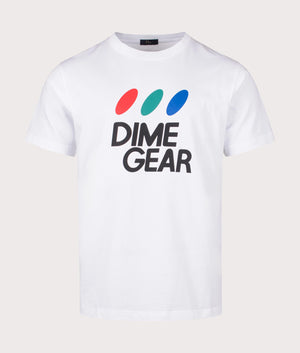 Dime Gear T-Shirt IN White by Dime MTL. EQVVS Front Angle Shot.