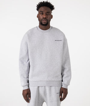 MKI Oversized Uniform Crewneck Sweatshirt in Grey. Front angle model shot at EQVVS.