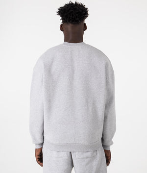 MKI Oversized Uniform Crewneck Sweatshirt in Grey. Back angle model shot at EQVVS.