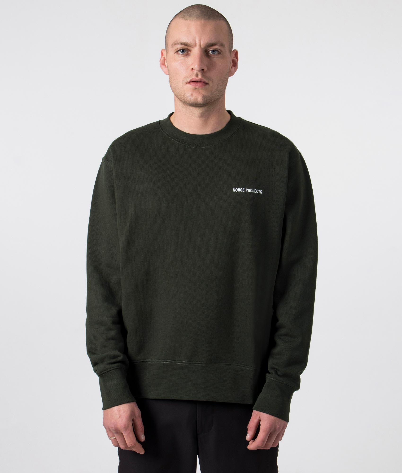 Relaxed Fit Arne Organic Logo Sweatshirt in Beech Green | Norse ...