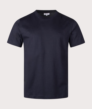 Johannes Organic Cotton NORSE Logo T-shirt in Dark Navy by Norse Projects. EQVVS Menswear Shot. 