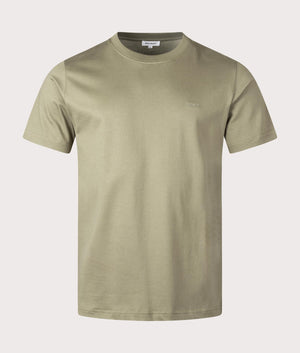 Johannes Organic Cotton NORSE Logo T-shirt in Sediment Green by Norse Projects. EQVVS Menswear Shot.