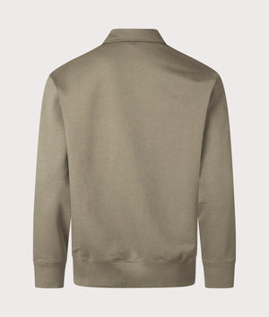 Relaxed Fit Ketel NORSE Logo Quarter Zip Sweatshirt in Sediment Green by Norse Projects. EQVVS Menswear Back Shot. 