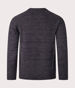 Norse Projects Roald Wool Cotton Rib Jumper In Dark grey Melage at EQVVS Menswear Back shot