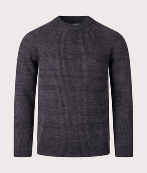 Norse Projects Roald Wool Cotton Rib Jumper In Dark grey Melage at EQVVS Menswear Front shot