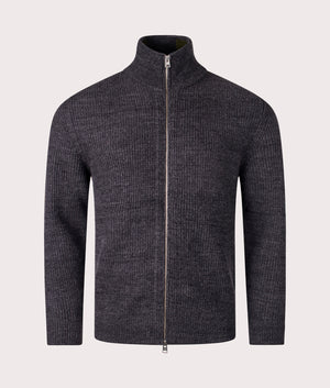 Norse Projects Hagen Wool Cotton Rib Full Zip Jacket In Dark Grey Melange at EQVVS Menswear front shot