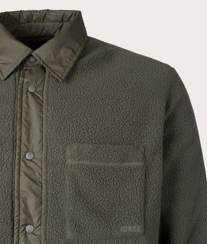 Norse Projects Ulrik Reversible Fleece Overshirt in Ivy Green at EQVVS Menswear Detail Shot