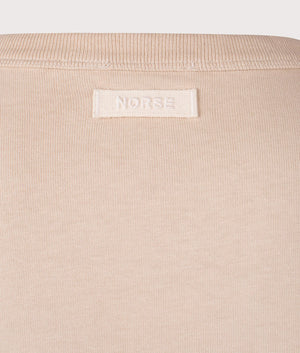 Norse Projects Simon T-Shirt in Oatmeal. Shot at EQVVS.  Detail shot. 