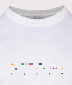 Norse Projects Johannes Organic Zoom Print T-Shirt in Black. Shot at EQVVS. Detail shot. 