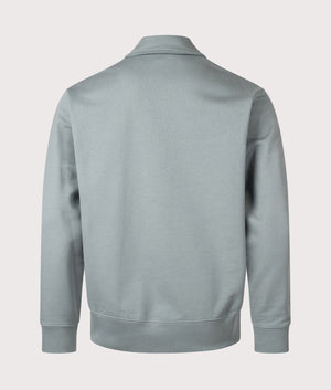 Norse Projects Relaxed Fit Ketel Quarter Zip Sweatshirt in Greyish Blue. Shot at EQVVS. Back shot. 