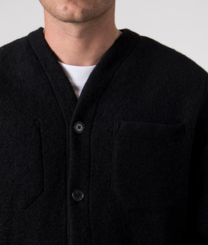 Universal Works Wool Cardigan Black, EQVVS, Detail