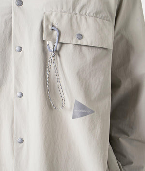 and wander, Lightweight Cloth Shirt, light grey, EQVVS Menswear, detailed photo shot