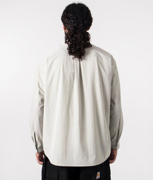 and wander, Lightweight Cloth Shirt, light grey, EQVVS Menswear, back photo shot