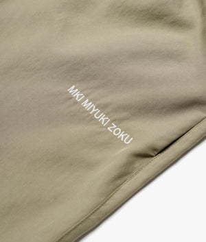 Relaxed Fit Tencel Trousers in Sage Green by MKI MIYUKI ZOKU. EQVVS Detail Shot.