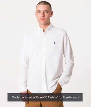 Polo Ralph Lauren Featherweight Mesh Shirt in White. Shot at EQVVS.  model shot