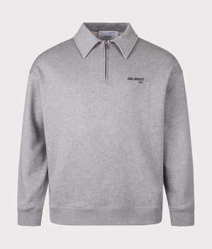 Axel Arigato Remi Quarter Zip Sweatshirt for men in Grey Melange at EQVVS Front Shot