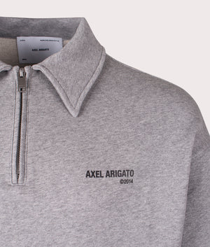 Axel Arigato Remi Quarter Zip Sweatshirt for men in Grey Melange at EQVVS Detail Shot