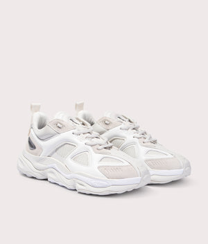 Satellite Runner Sneakers in White by Axel Arigato. EQVVS Menswear Side Pair Shot.