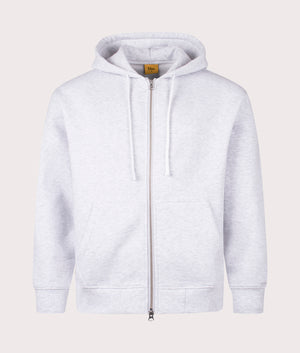 Cursive Small Logo Zip Through Hoodie in Ash by Dime MTL. EQVVS Front Angle Shot.