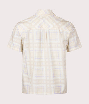 Short Sleeve Resort Plaid Shirt in Cream Multi by Dime MTL. EQVVS Back Angle Shot.