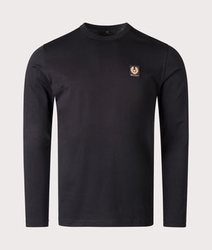 Belstaff Long Sleeved Belstaff T-Shirt in Black, 100% Cotton. At EQVVS Menswear. Front detail shot