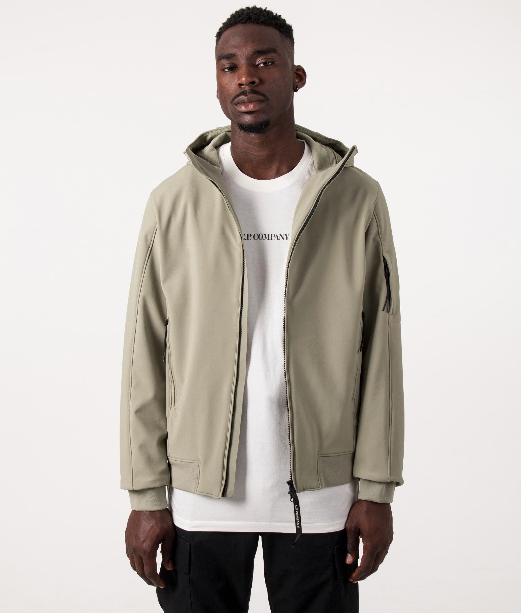 Zip Through Shell-R Hooded Jacket Silver Sage | C.P. Company
