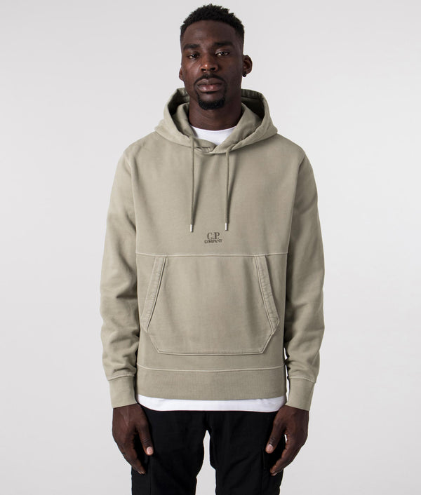 Brushed and Emerized Logo Hoodie Silver Sage | C.P. Company