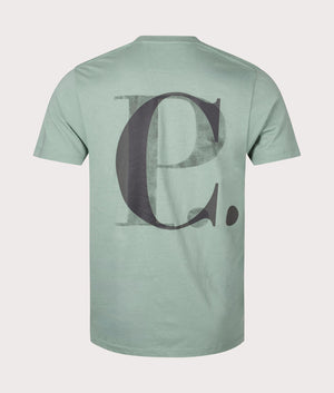 CP Company 30/1 Jersey Graphic T-Shirt in Bay Green with large CP Company Back Print, 100% Cotton at EQVVS