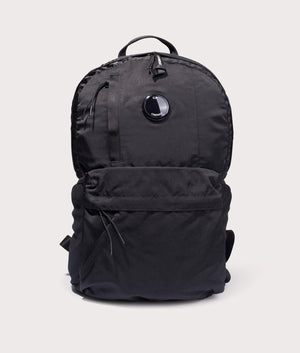 CP Company Back Pack In Nylon B in black at EQVVS Menswear front shot